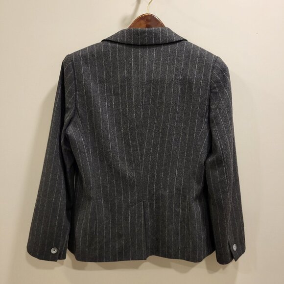 Banana Republic Blazer Women's 12 Charcoal Pinstripe Wool Cashmere Fitted Office - Picture 2 of 7